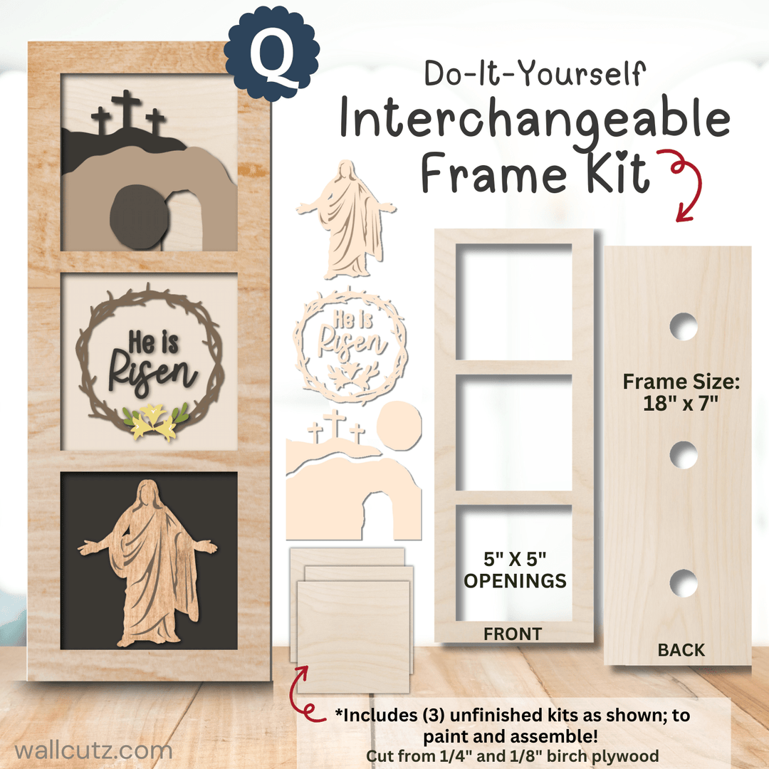 WallCutz Interchangeable 5" x 5" Kits / He Is Risen Empty Tomb Wood Kit