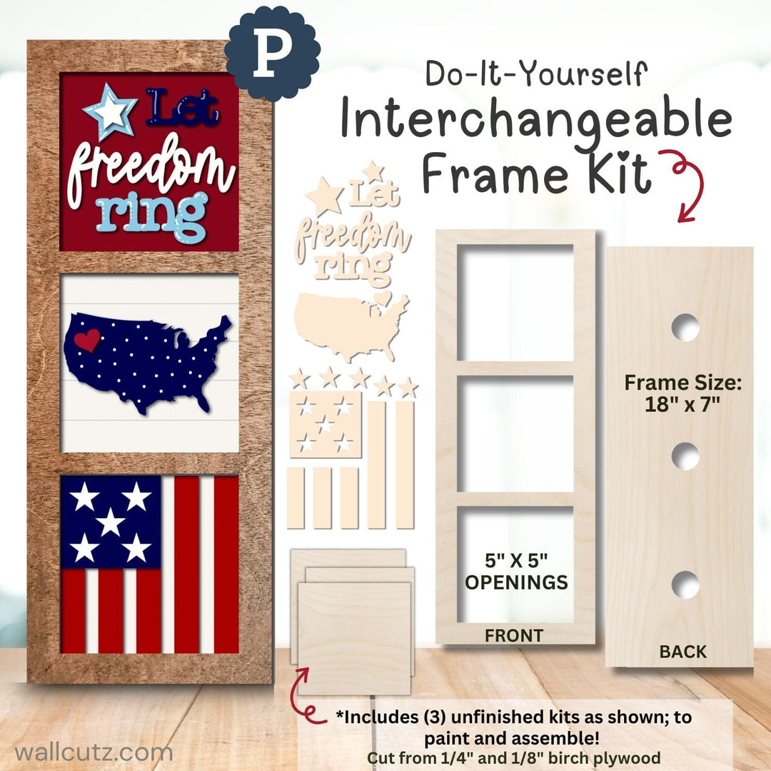WallCutz Interchangeable 5" x 5" Kits / Let Freedom Ring Wood Kit