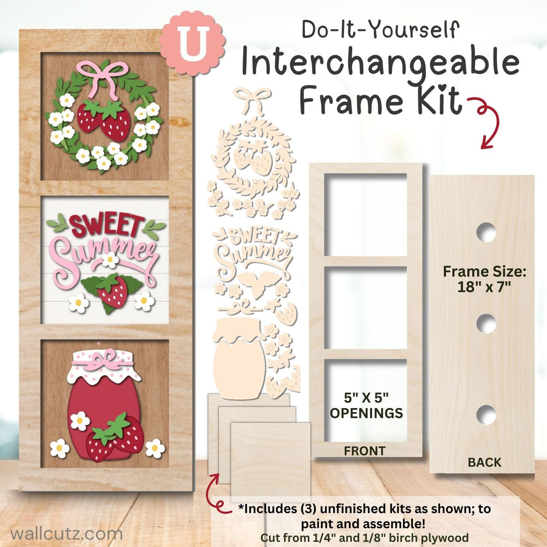 WallCutz Interchangeable 5" x 5" Kits / Sweet Strawberry Summer Wood Kit