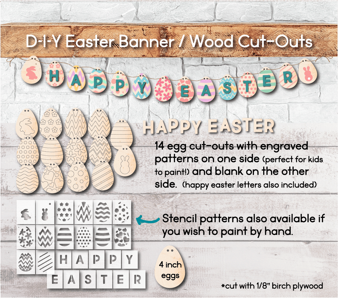 WallCutz Easter Egg Cut-Outs / Laser Cut Wood Shapes Wood Kit