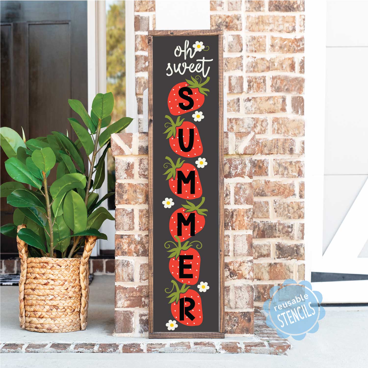 Oh Sweet Summer Strawberry Porch Leaner Stencil | WallCutz – WallCutz ...