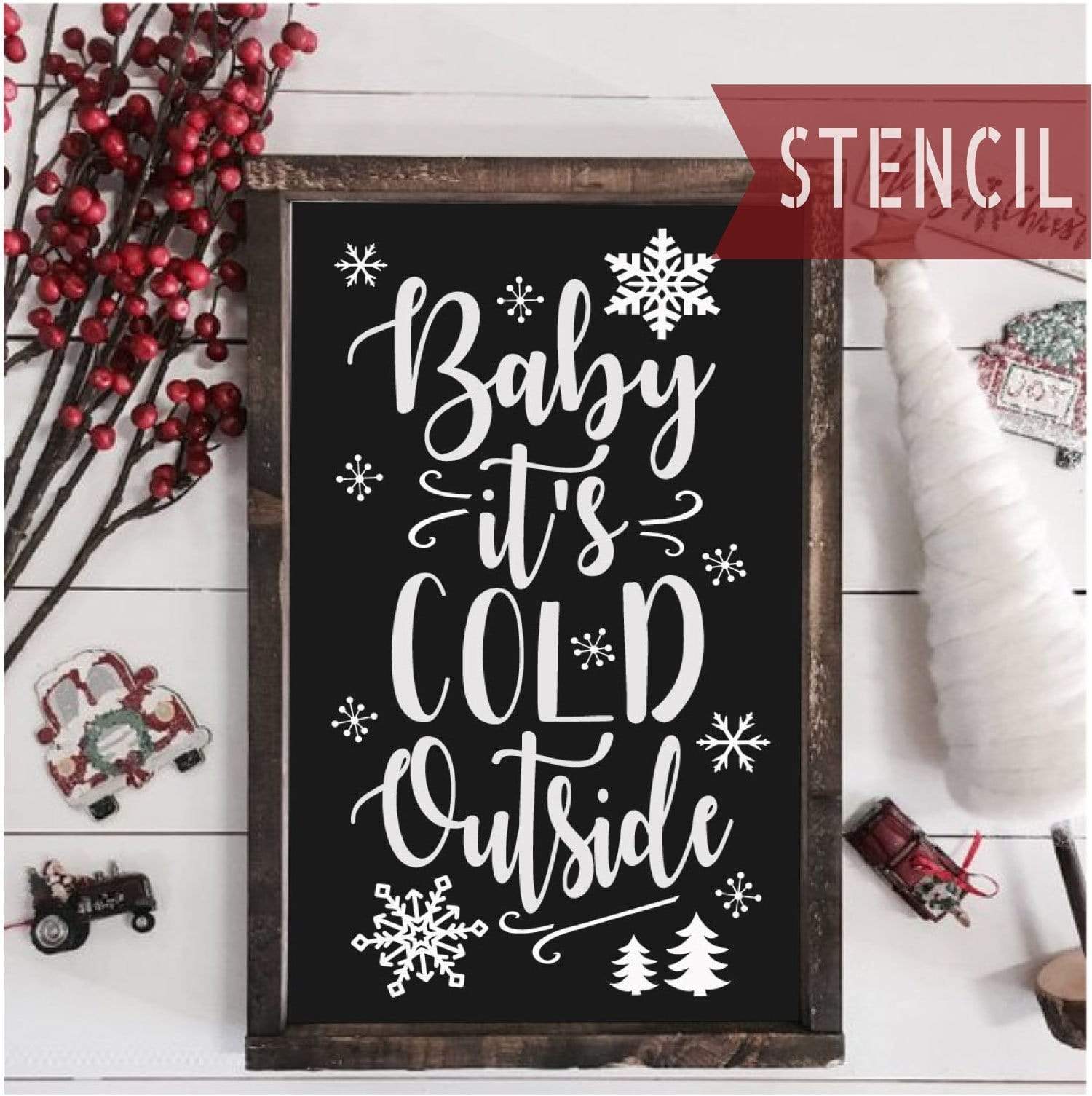 Baby it's Cold Outside Christmas Stencil – WallCutz Crafts, image size:1500x1505