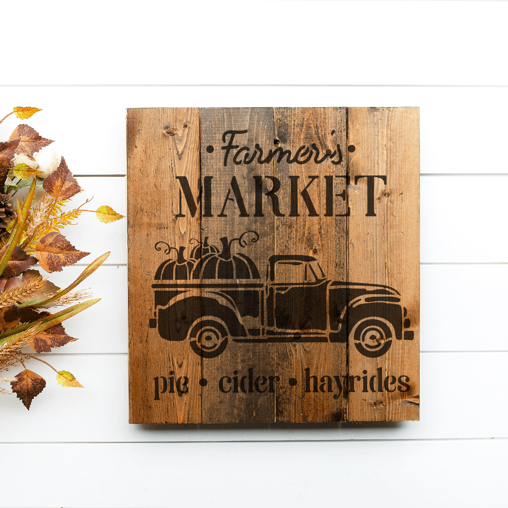Farm Truck Pumpkins Stencil WallCutz Crafts