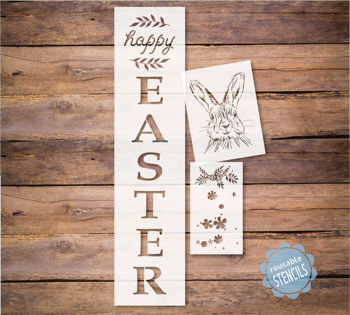 Happy Easter Porch Stencil / Rabbit stencil