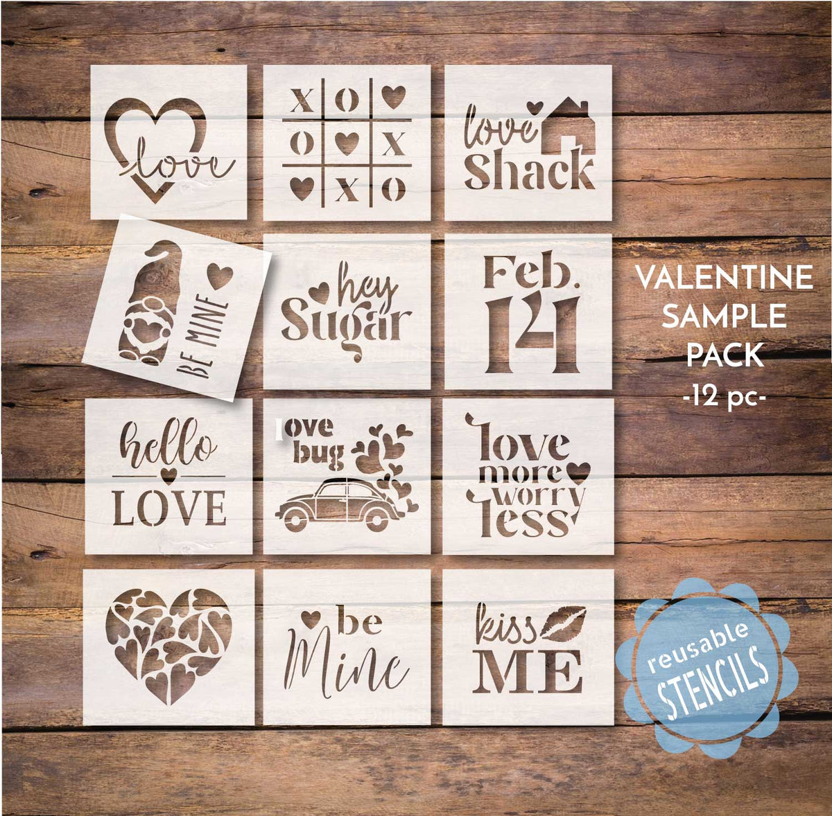 Valentine Sample Pack / 12 pc stencil bundle WallCutz Crafts