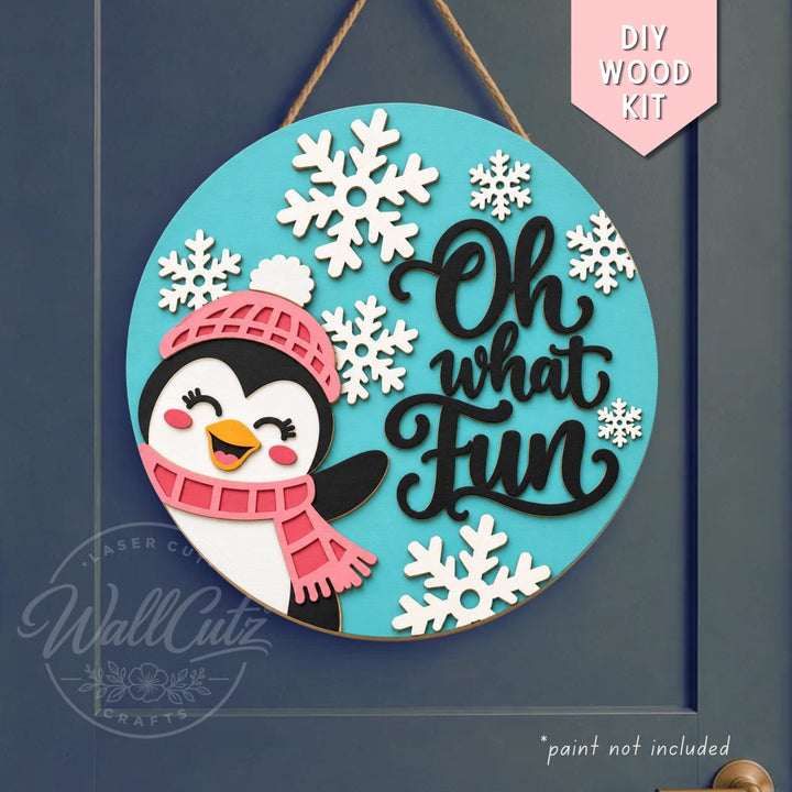 Winter Penguin Door Hanger – Wood Kit