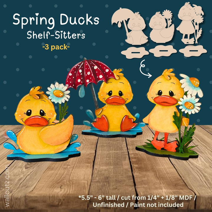WallCutz  3 Pack Spring Ducks / Wood Cut-Outs Wood Kit