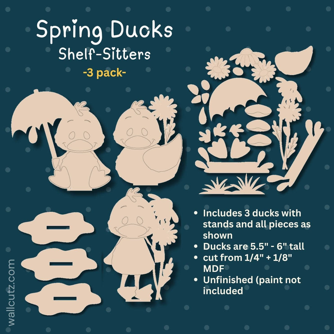 WallCutz  3 Pack Spring Ducks / Wood Cut-Outs Wood Kit