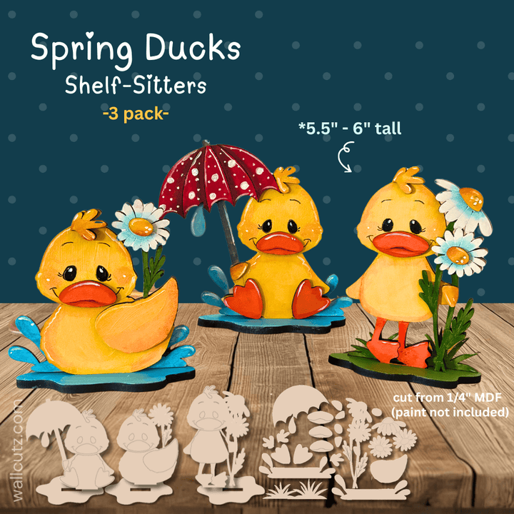 WallCutz  3 Pack Spring Ducks / Wood Cut-Outs Wood Kit