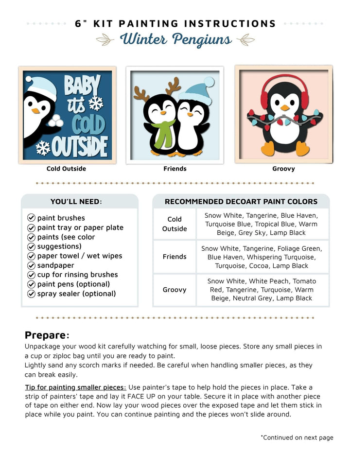 6 inch Penguin wood kit instructions
