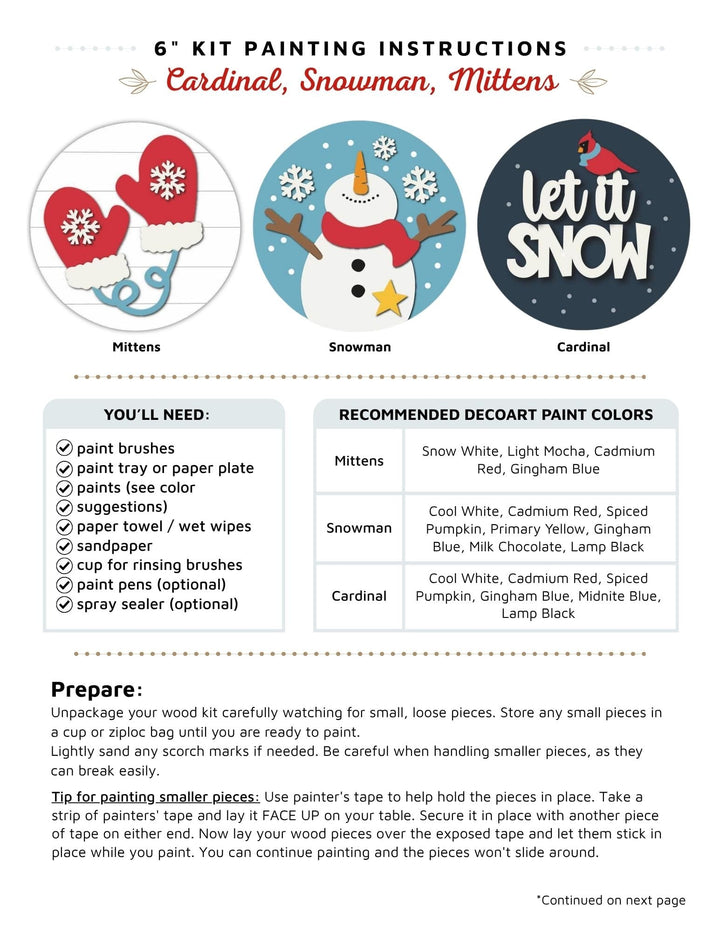 6 inch snowman cardinal wood kit instructions