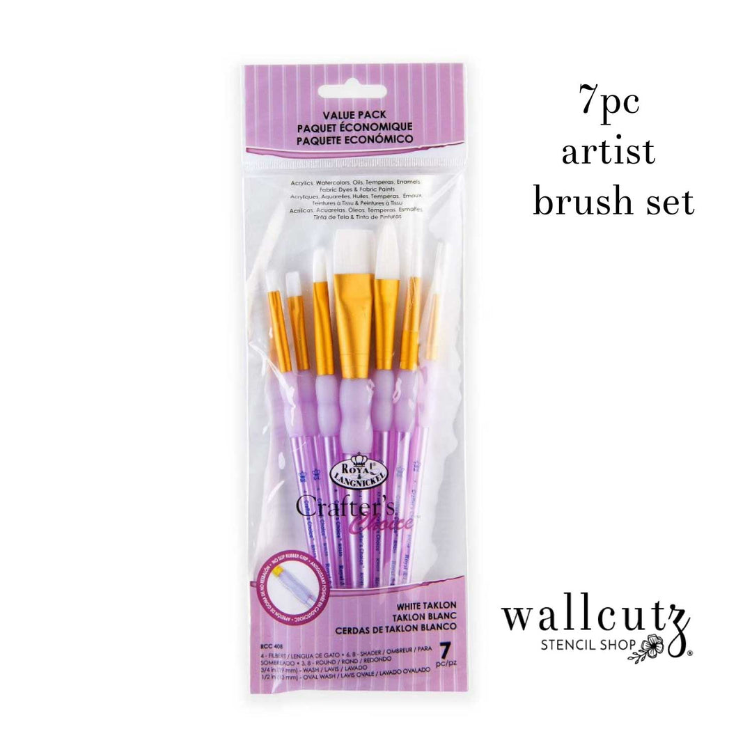 WallCutz  7pc Crafter's Choice Paint Brush Set / Multi-Pack Supplies