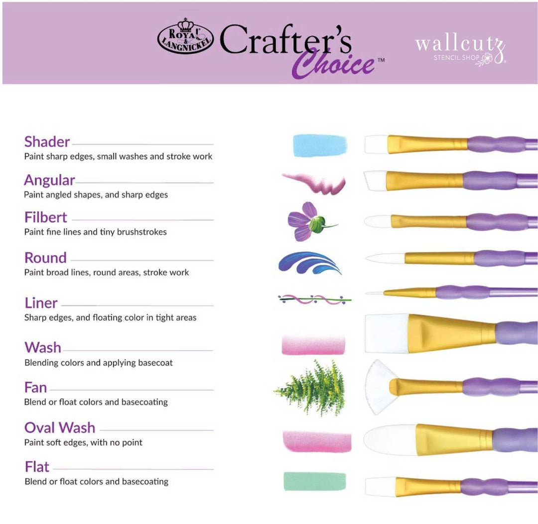 WallCutz  7pc Crafter's Choice Paint Brush Set / Multi-Pack Supplies