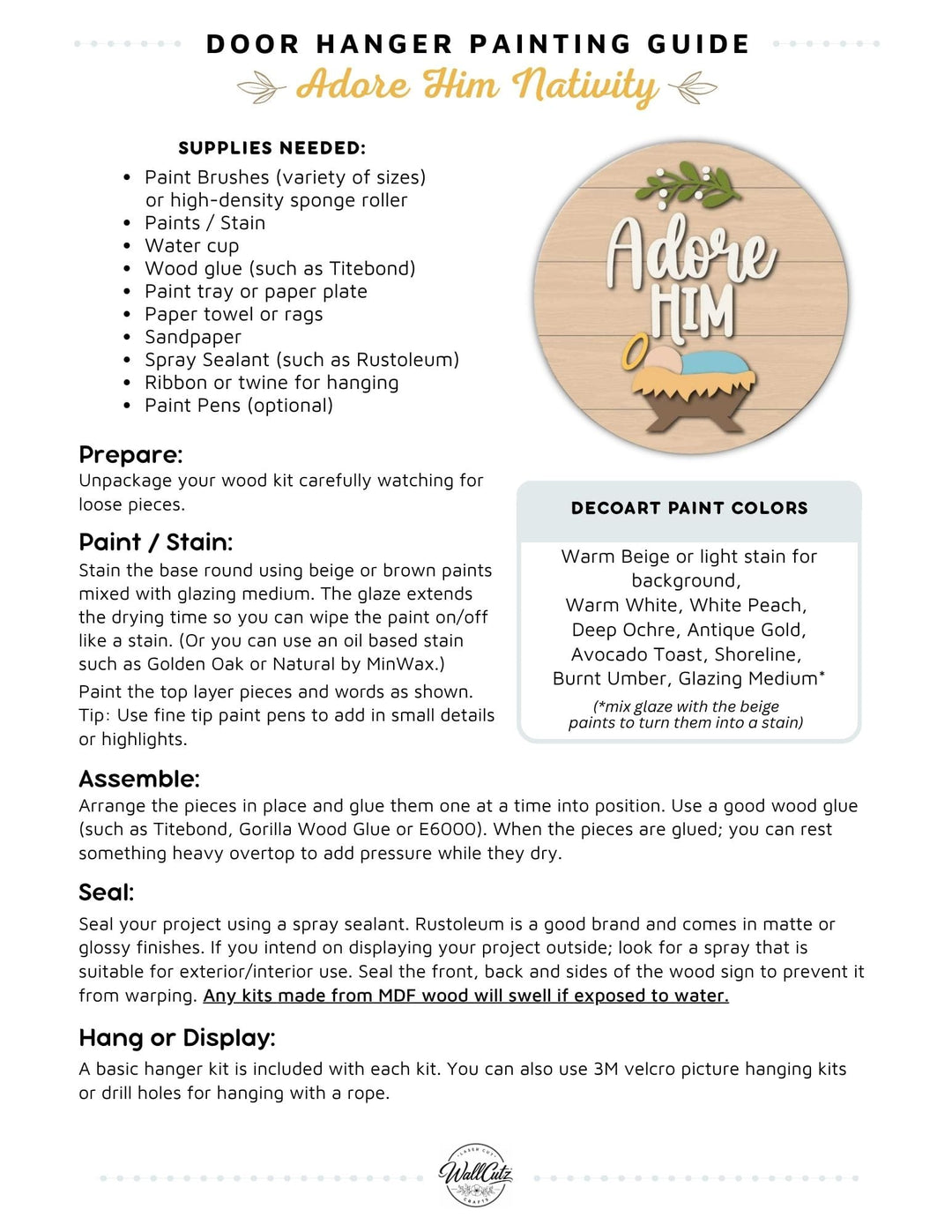 Adore Him Nativity door hanger instructions