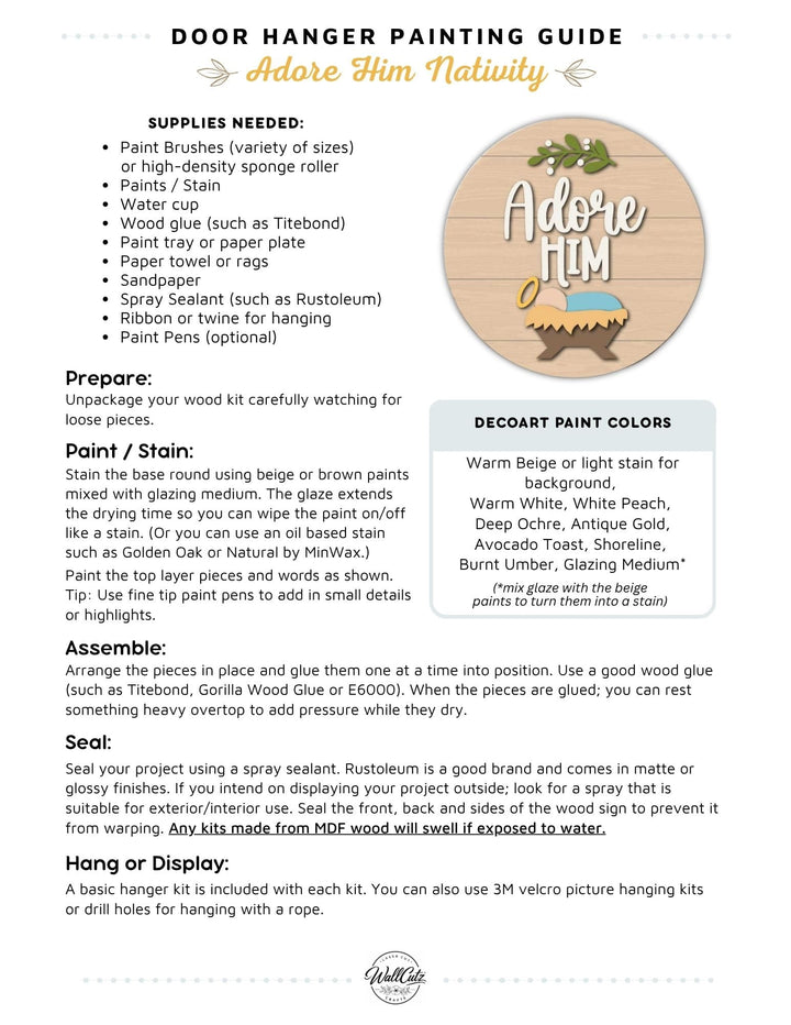 Adore Him Nativity door hanger instructions