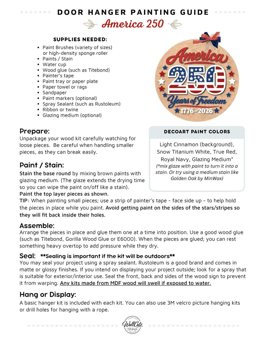 America 250 door hanger instructions