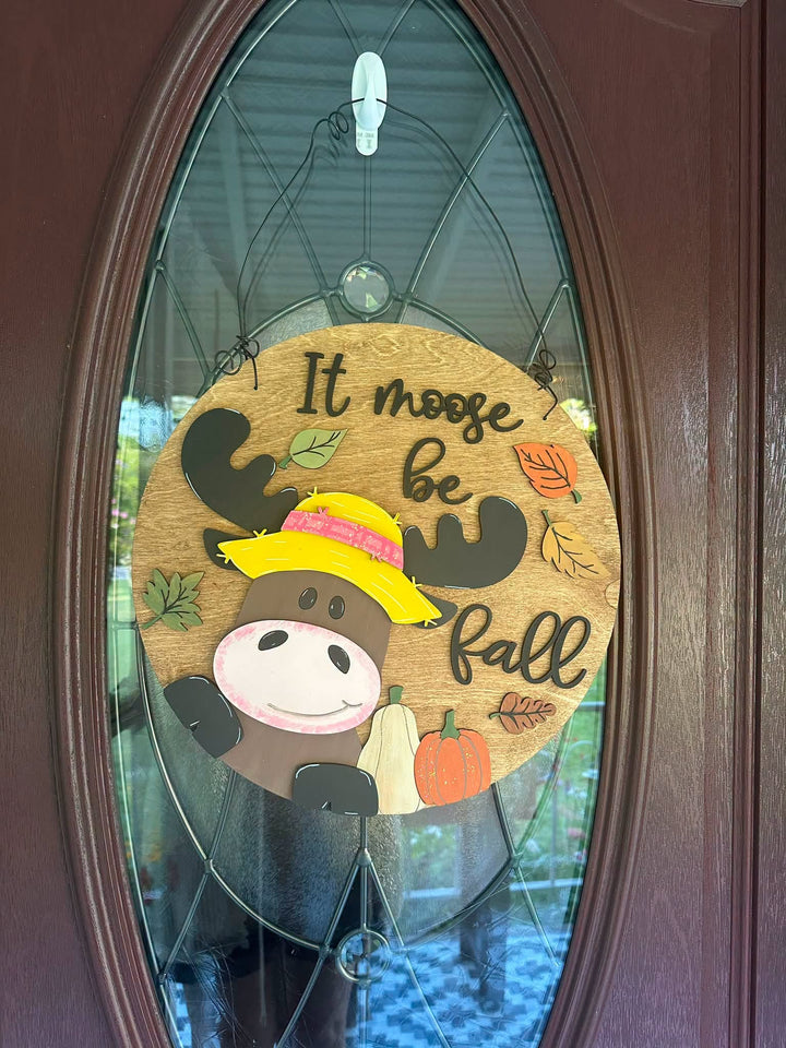 It Moose Be Fall door hanger wood kit - moose and pumpkins