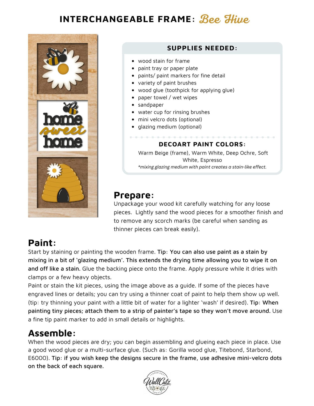Painting and assembly instructions for the Home Sweet Home Beehive interchangeable 5x5 wood kit