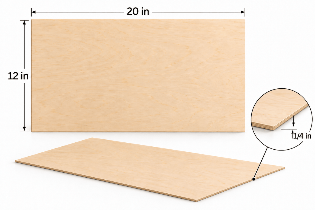 Baltic Birch Plywood Sheets for Small Lasers – 12" x 12" or 12" x 20"