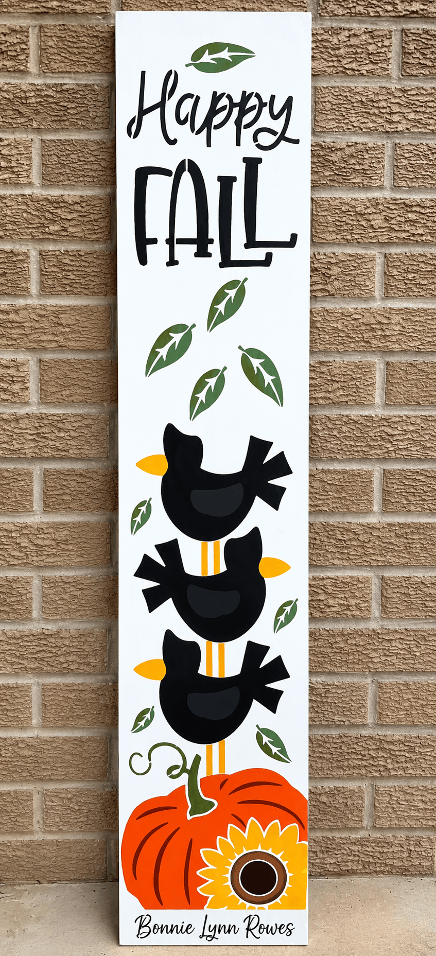 Happy Fall Porch leaner with crows and pumpkins - Wallcutz stencil