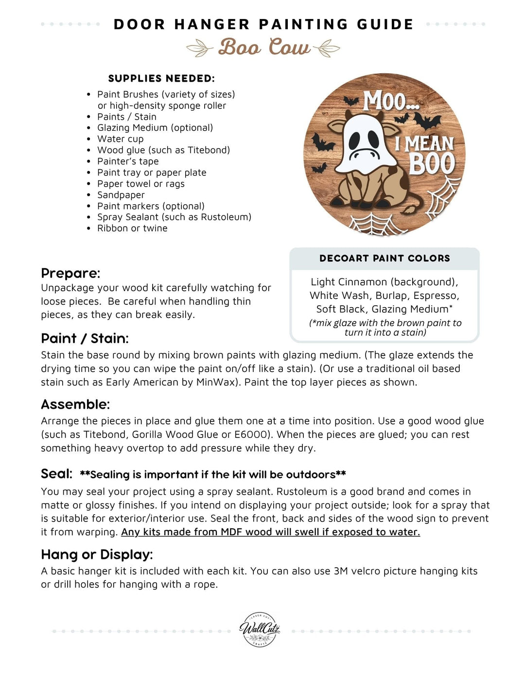 Boo Cow door hanger instructions