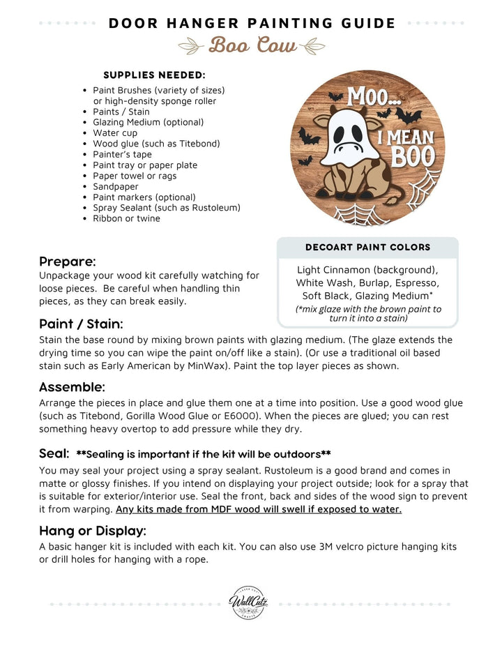 Boo Cow door hanger instructions
