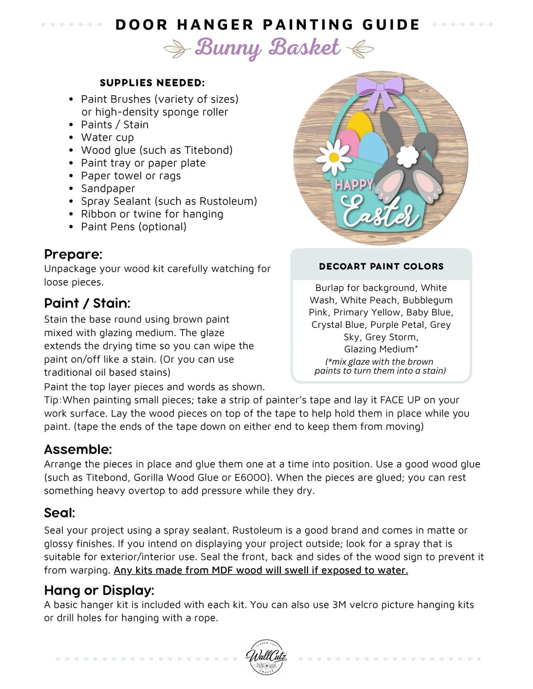 Bunny Basket door hanger instructions