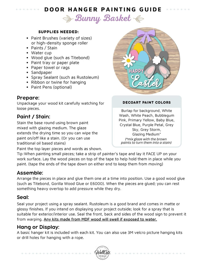 Bunny Basket door hanger instructions