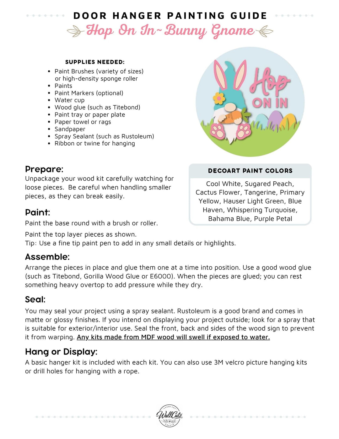 Bunny Gnome door hanger instructions
