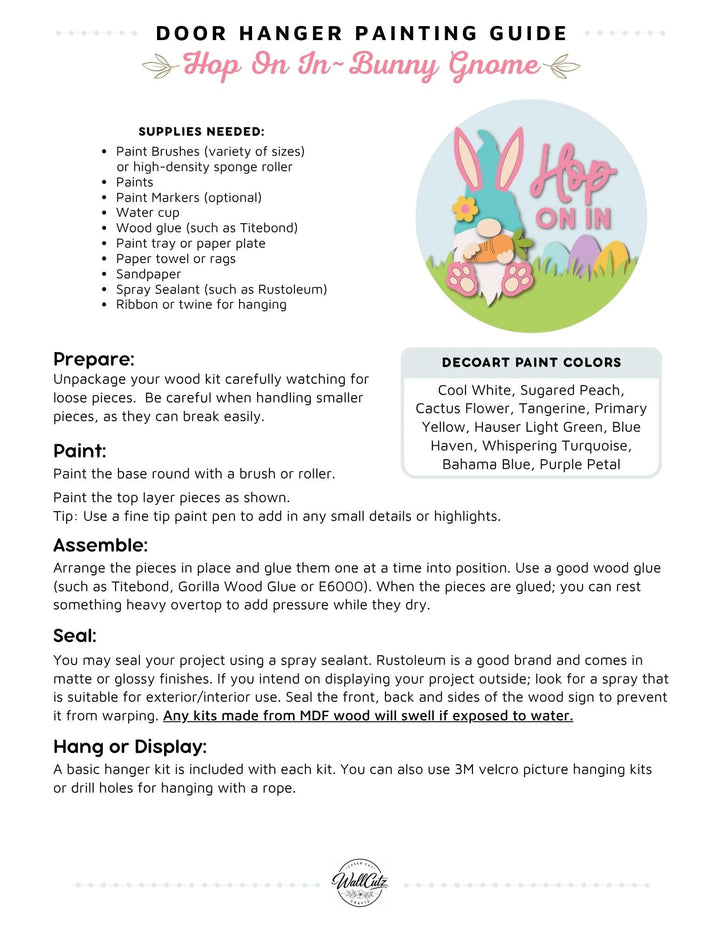 Bunny Gnome door hanger instructions
