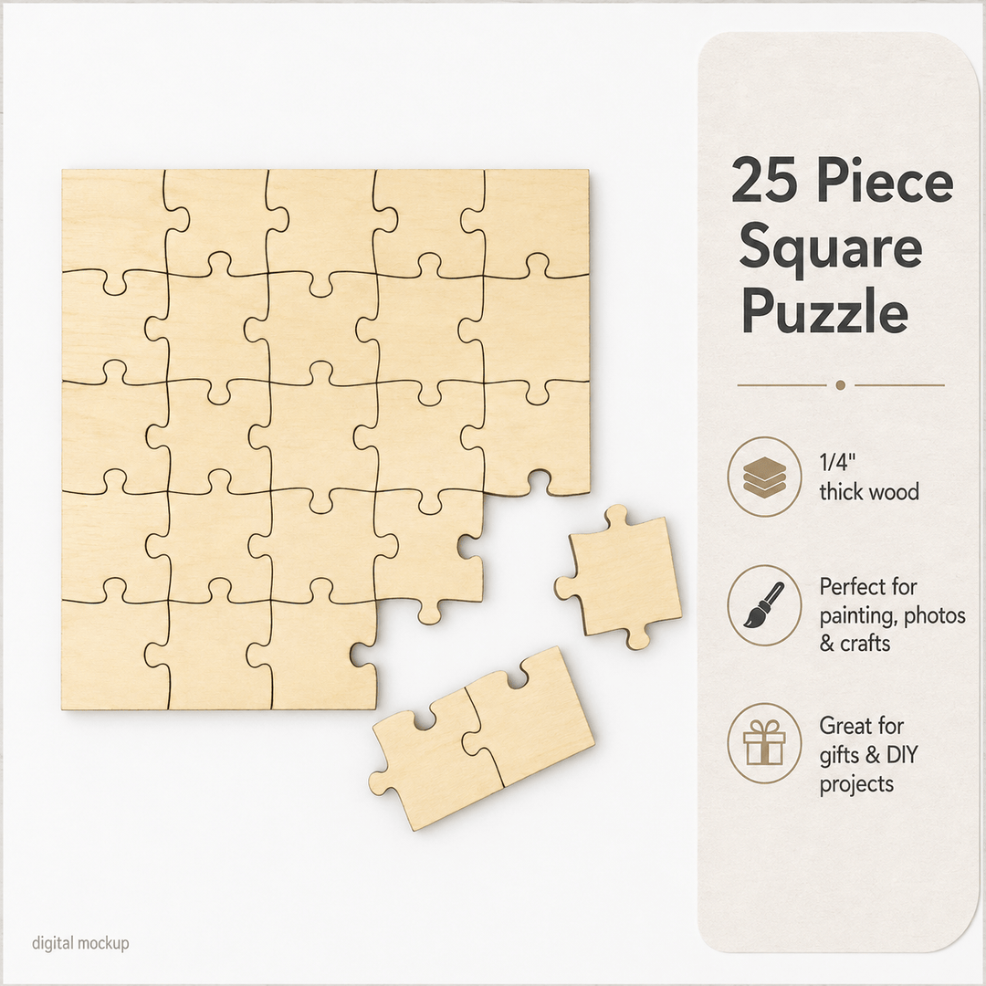 Square Wood Puzzle Kit – 25 Piece