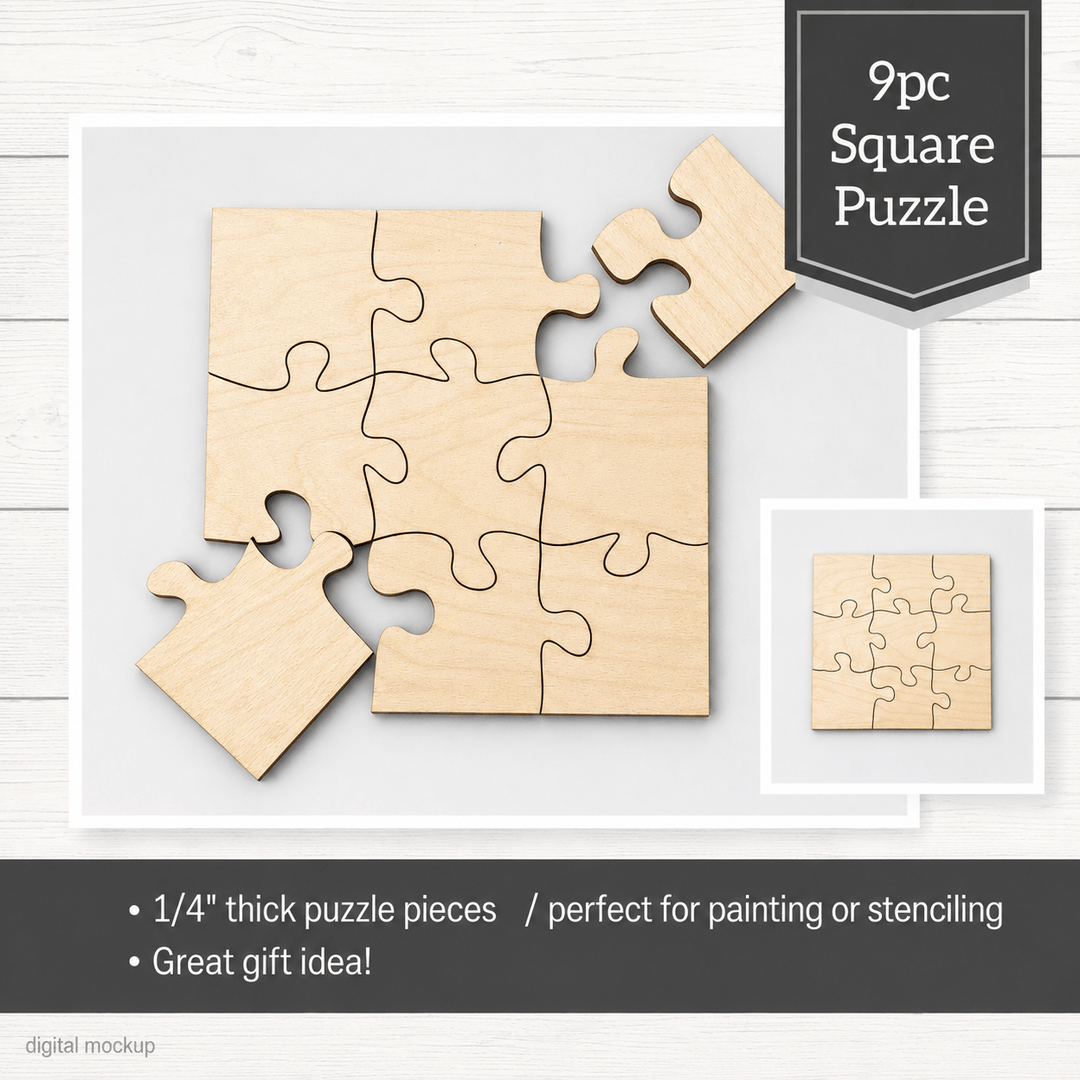 Square Wood Puzzle Kit – 9 Piece