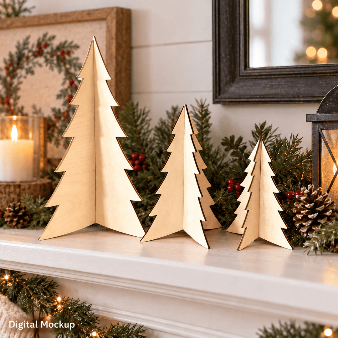 Christmas Tree Wood Cut-Outs / 2pc Tree Blank