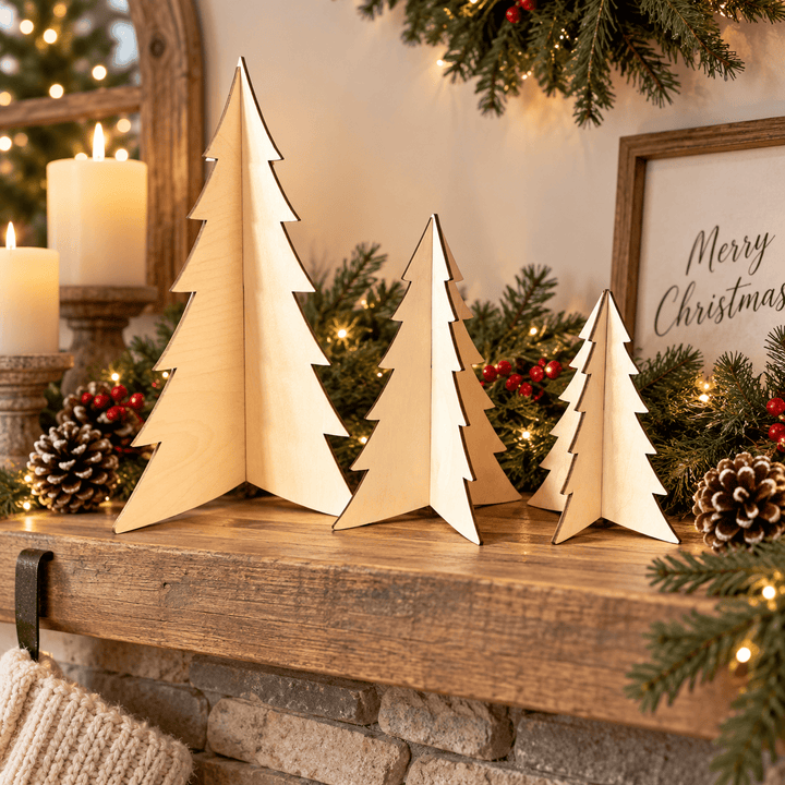 Christmas Tree Wood Cut-Outs / 2pc Tree Blank