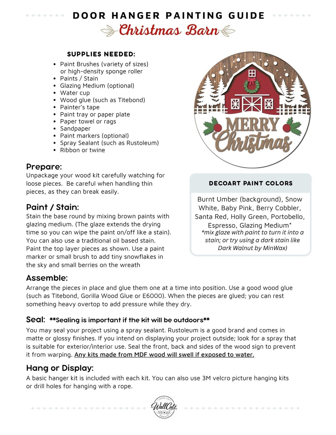Christmas Barn door hanger instructions
