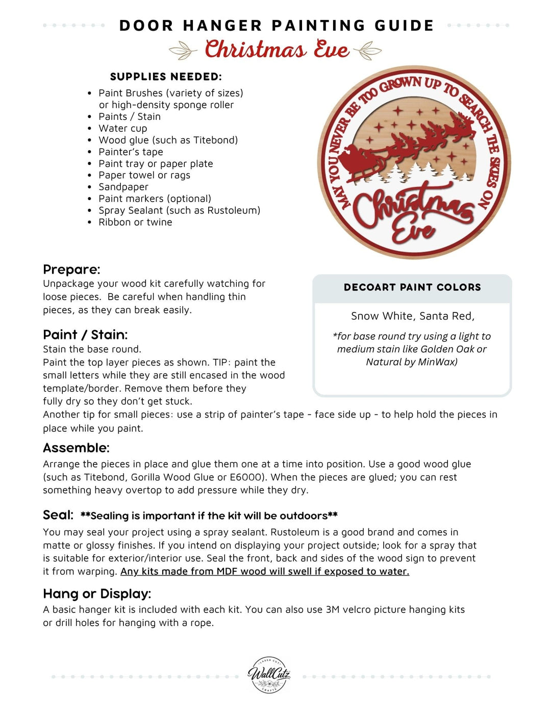 Christmas Eve door hanger instructions