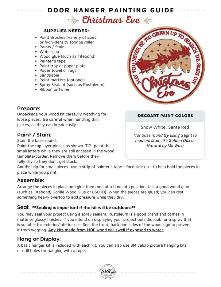 Christmas Eve door hanger instructions