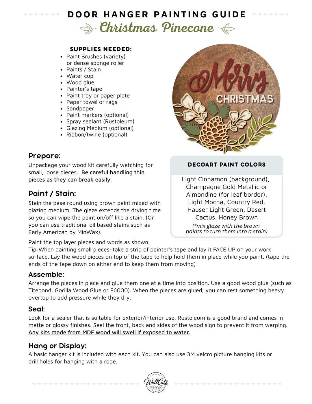 Christmas Pinecone door hanger instructions