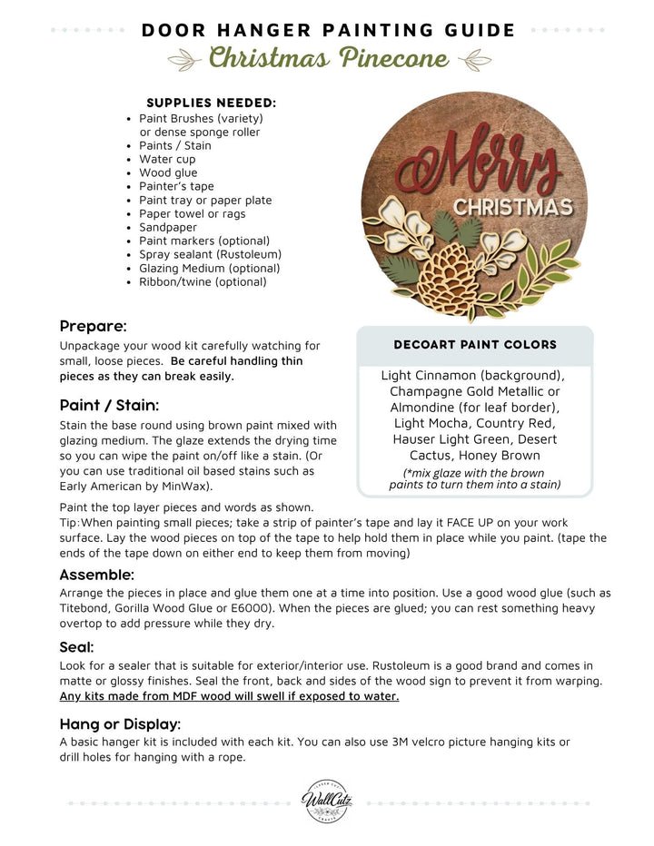 Christmas Pinecone door hanger instructions