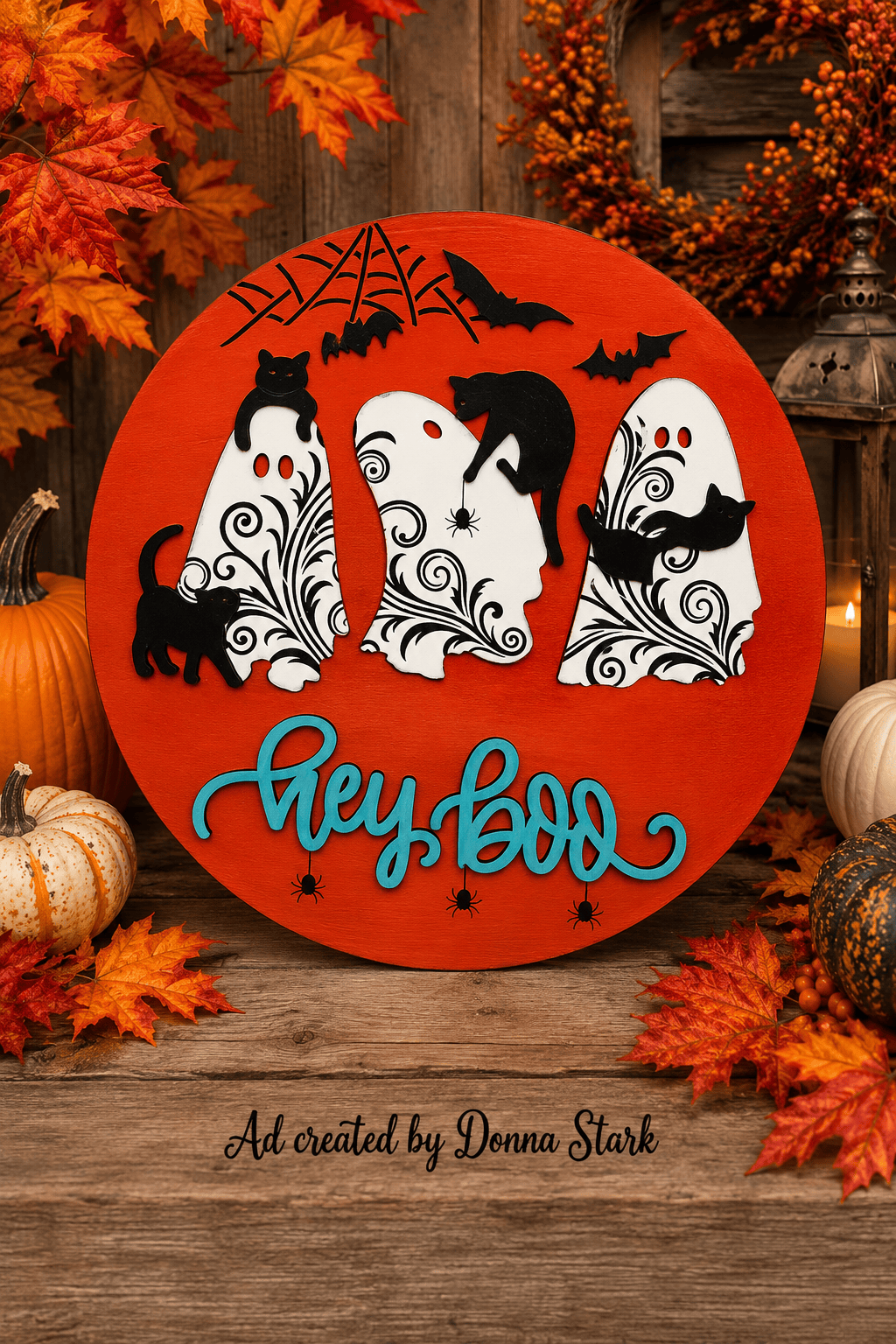 Hey Boo Cat Wood Craft - wallcutz