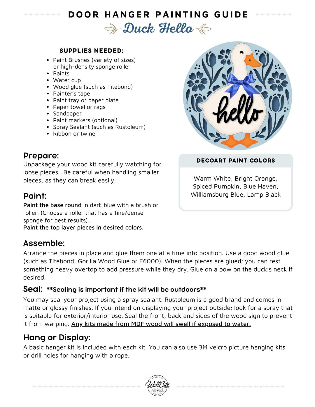 Duck Hello door hanger instructions
