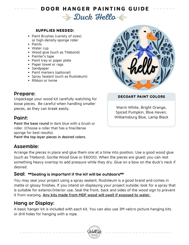 Duck Hello door hanger instructions