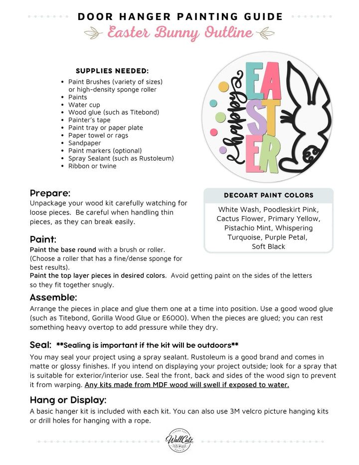 Easter Bunny Outline door hanger instructions