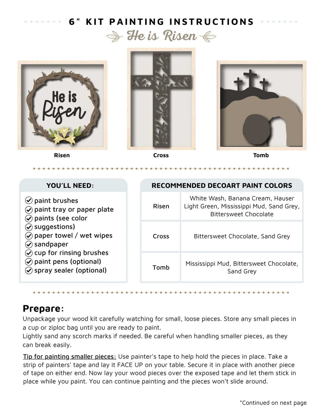 Easter Cross 3 pack Mini Square door hanger instructions