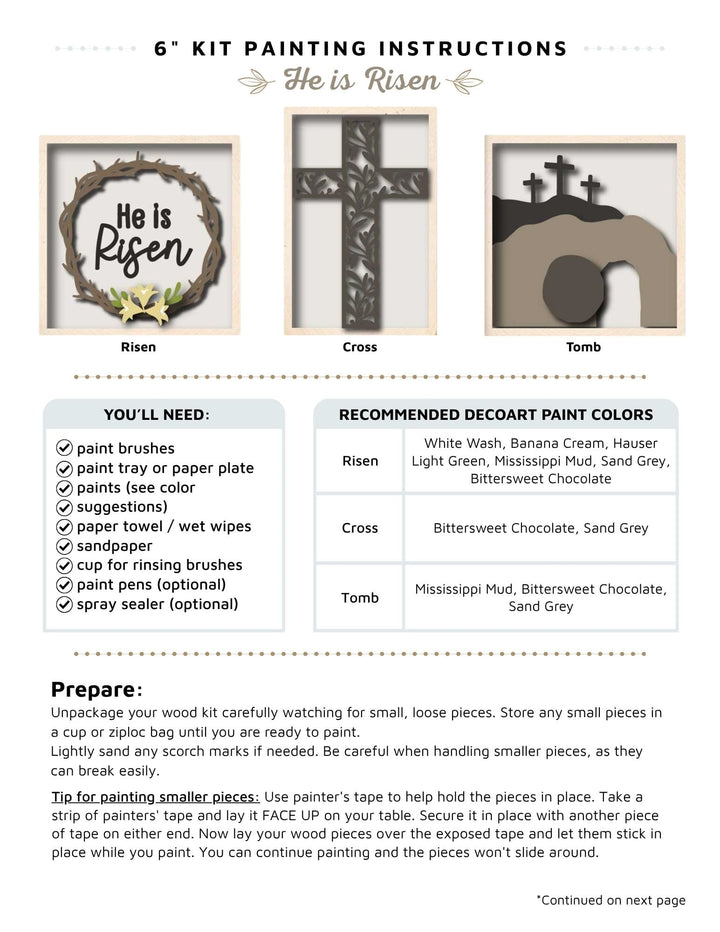 Easter Cross 3 pack Mini Square door hanger instructions