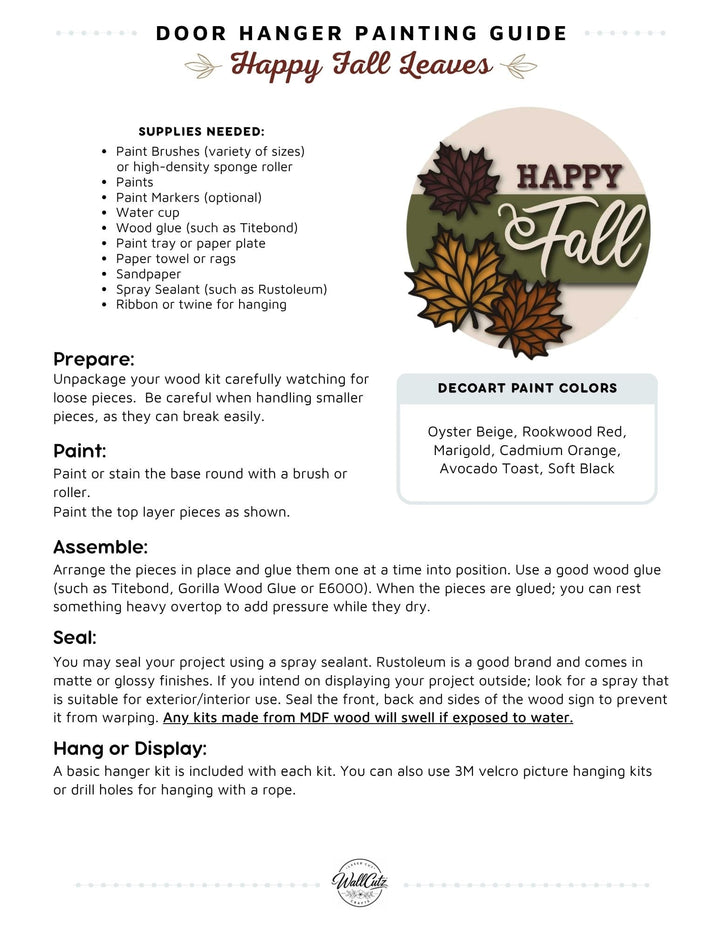 Fall Leaves door hanger instructions