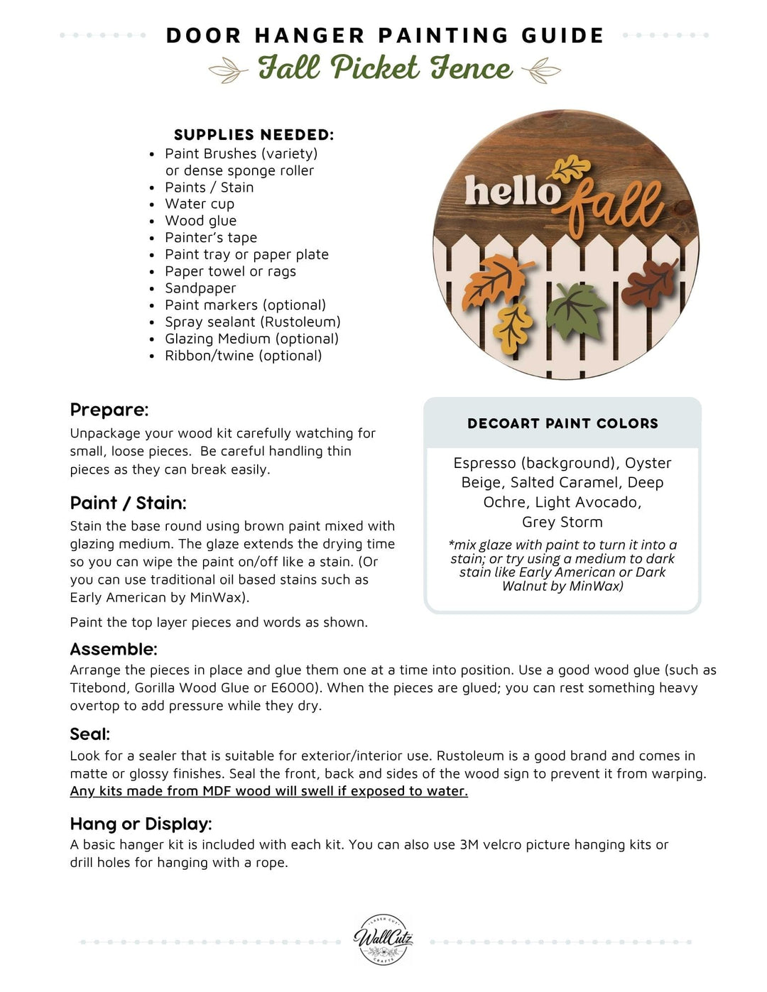 Fall Leaves Picket Fence door hanger instructions