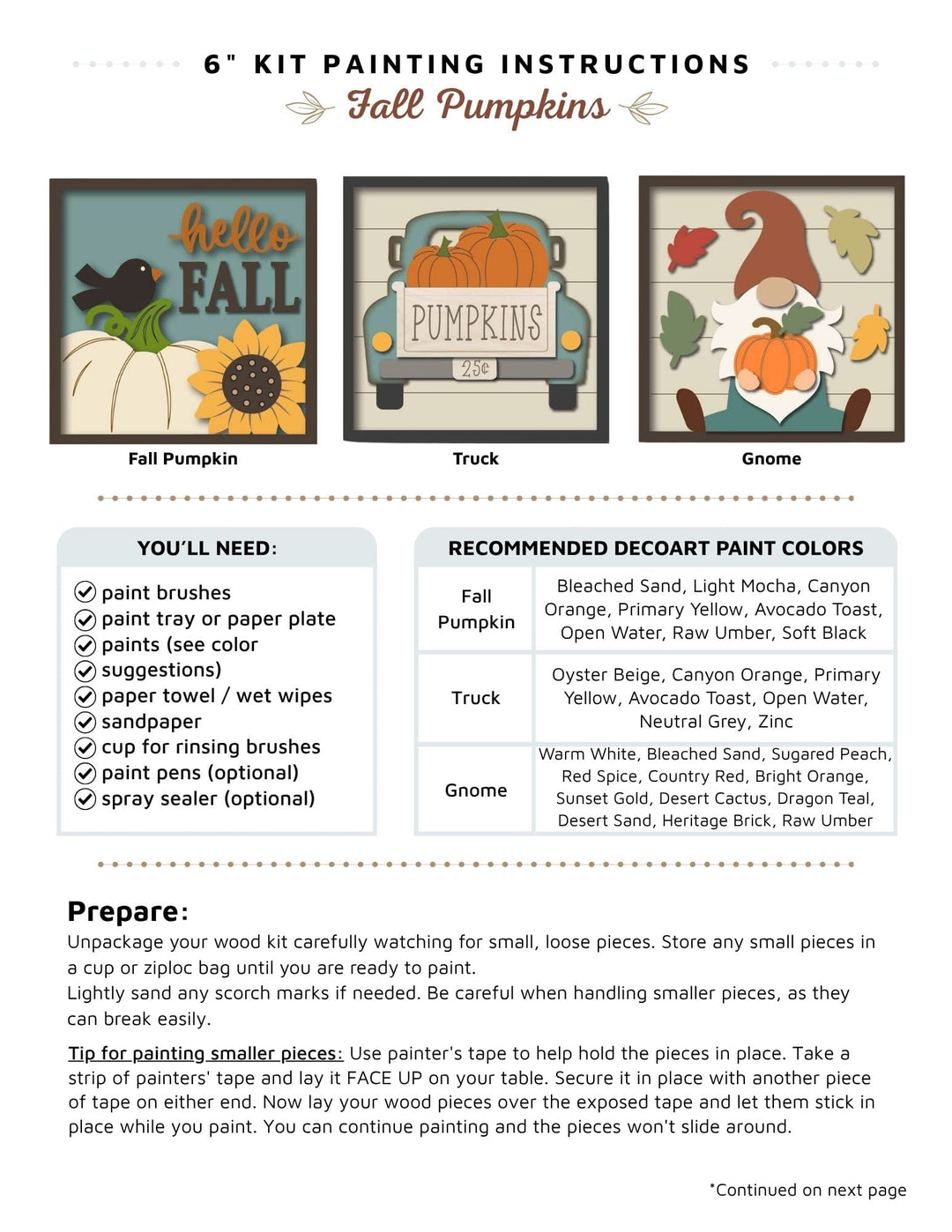 Fall Pumpkins 3 pack mini square instructions