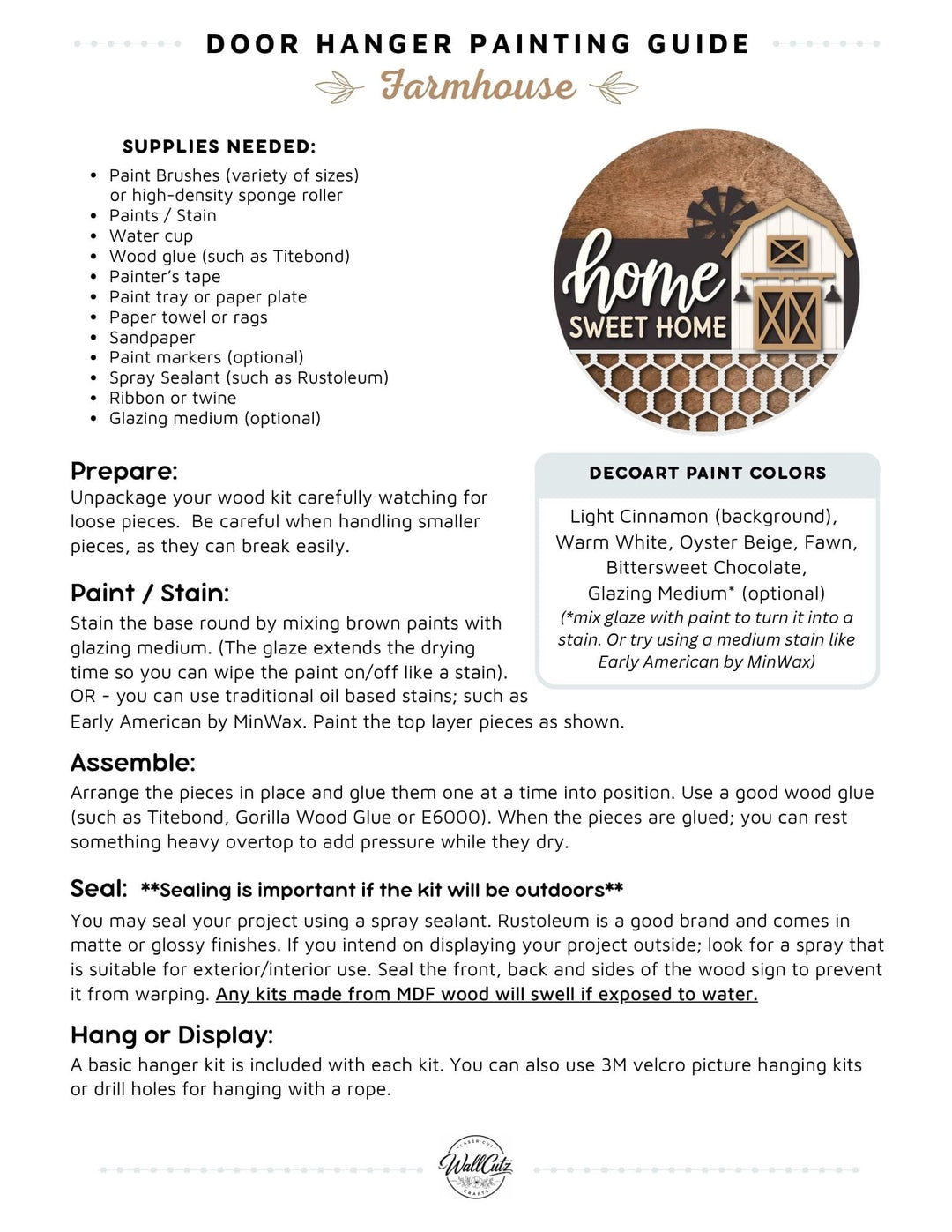 Farmhouse door hanger instructions