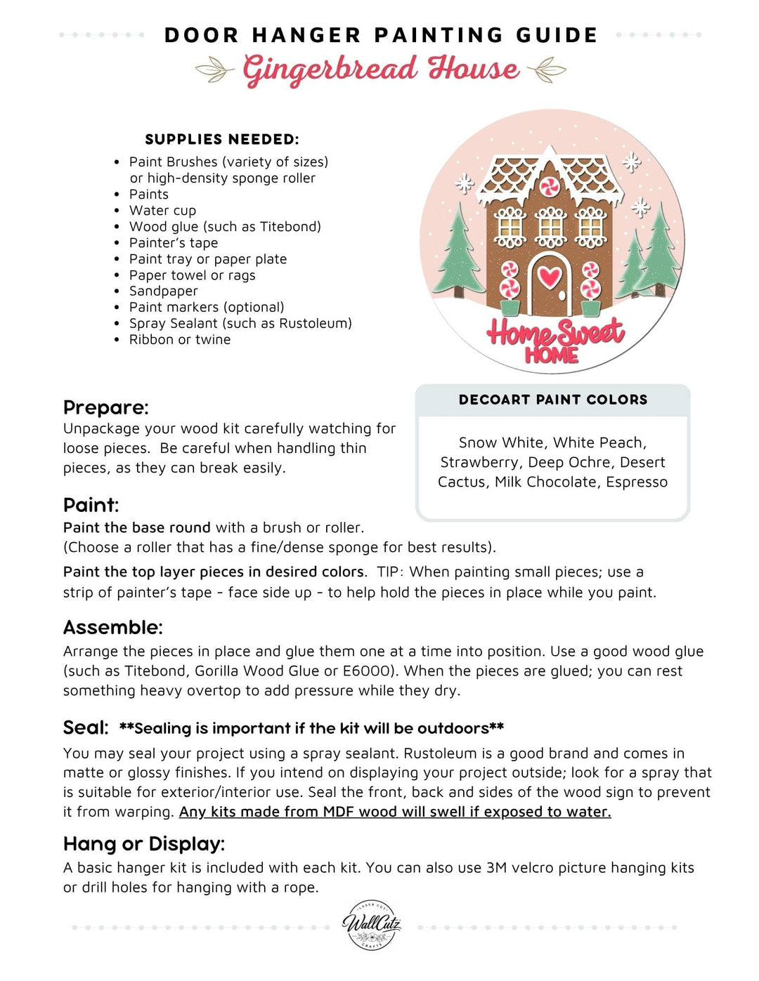 Gingerbread House door hanger instructions